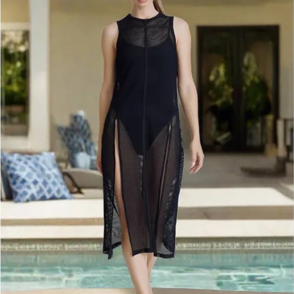 Blanc Noir Elegant Black Mesh Coverup